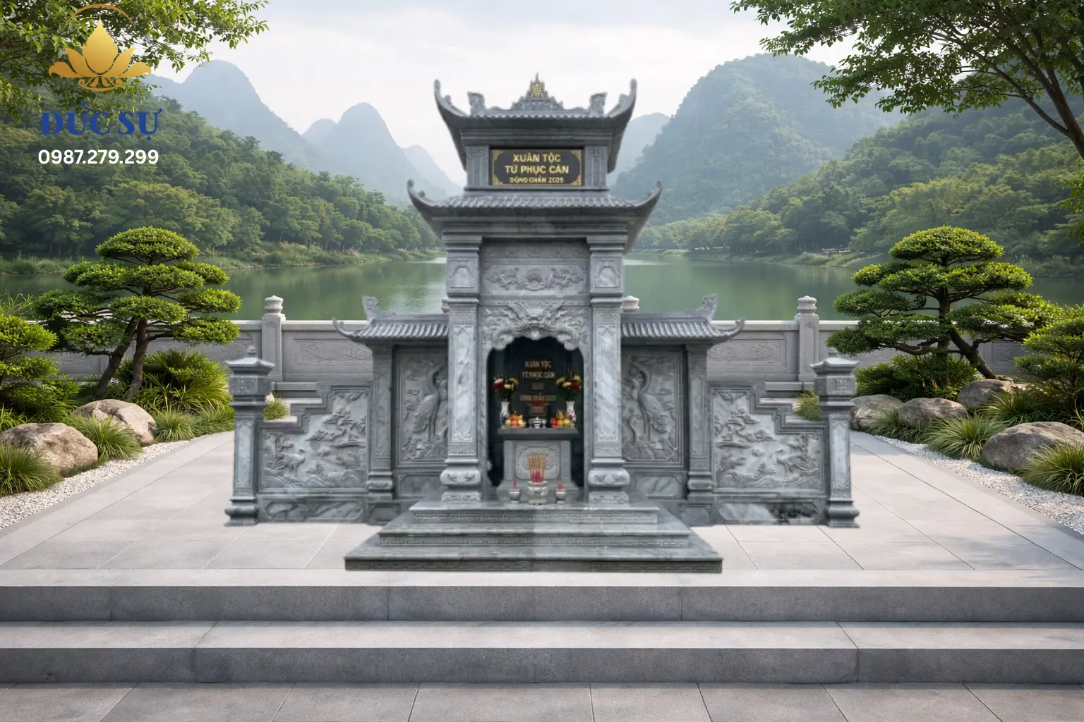 Lăng Thờ Đá Trắng Đá Xám Ghi DS051