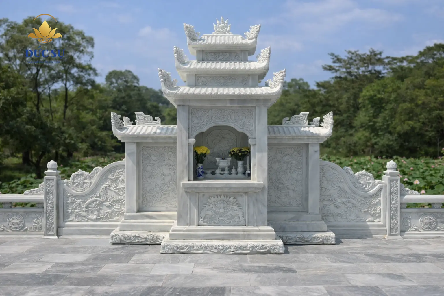 lăng mộ đá 3 mái đá trắng