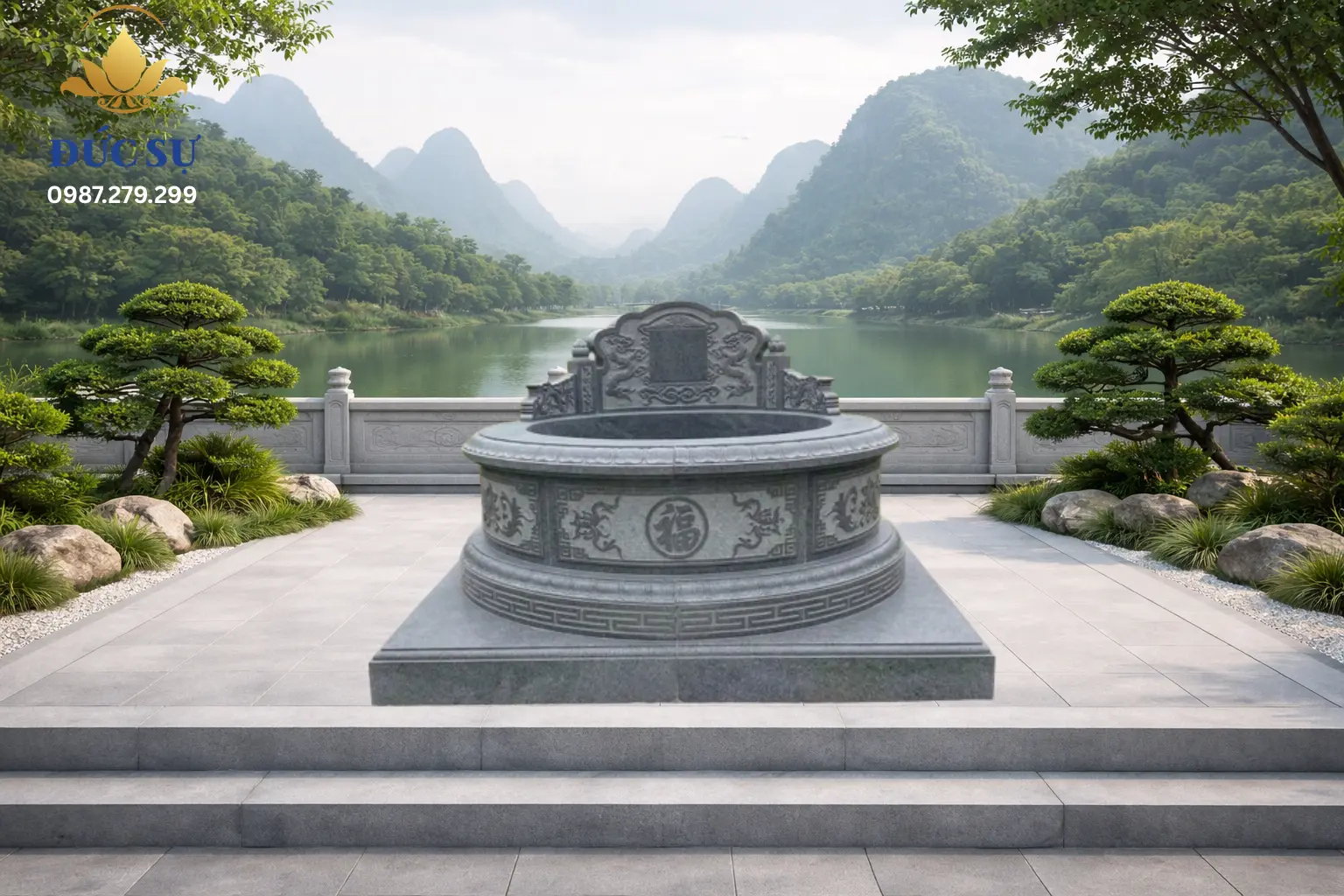 Mộ Đá Tròn Đá Xám Ghi DS049